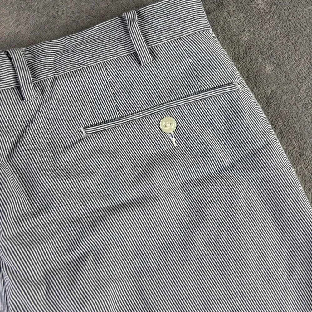 Polo Ralph Lauren Shorts Mens 33 Blue‎ White Seersucker Stripe Cotton Chino Golf